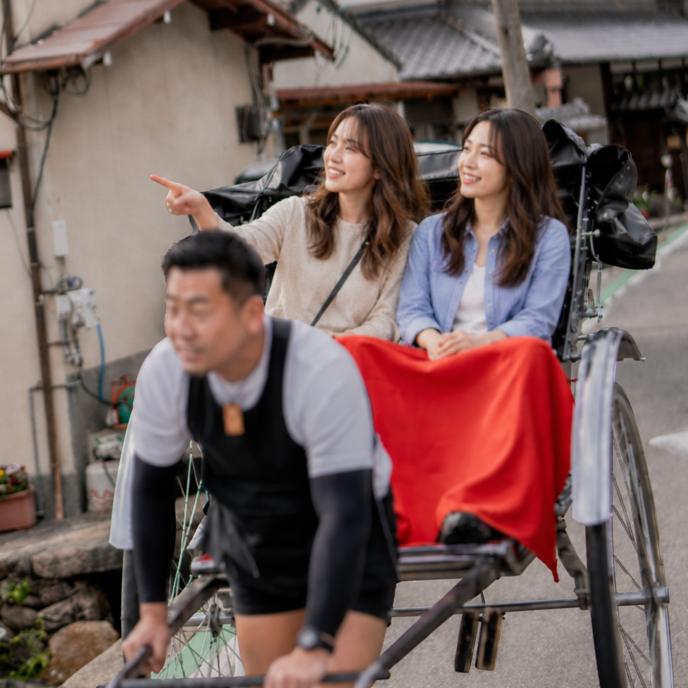 水間門前町で人力車体験とムービー撮影を楽しむ日帰り女子旅の雰囲気